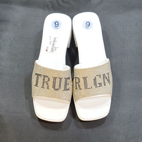 BRAND NEW TRUE RELIGION EMBELLISHMENTS BLOCK HEEL MULE OPEN GLITTER SANDAL - Picture 2 of 13